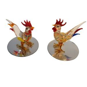 Hand-blown Glass Roosters